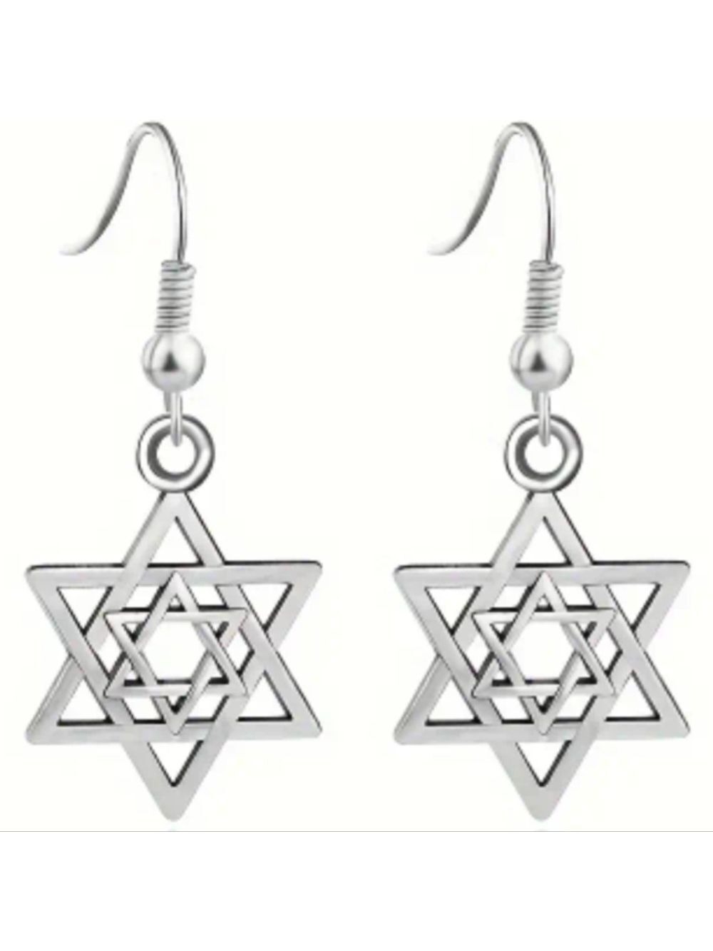 Earrings --Stacked Hexagram / Star of David Dangles